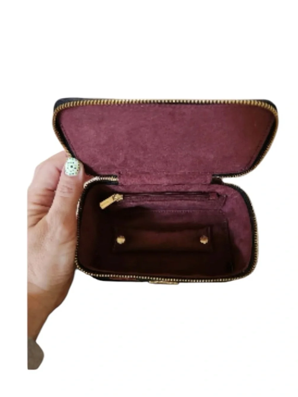 Coach mini Black Floral Poppy Cosmetic Case with Top Handle
